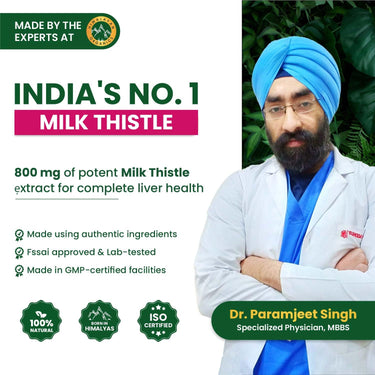 Vlado's  HIMALAYAN ORGANICS Milk Thistle Extract With 800Mg Of Silybum Marianum Detox Supplement For Men And Women For Healthy Liver | Boost Metabolism And Maintain Cholesterol level - 120 Vegetarian Capsules